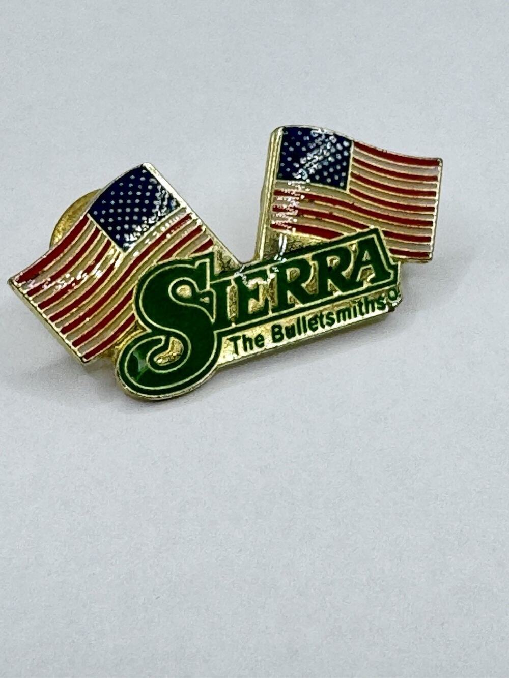Sierra The Bulletsmiths Pin Green Logo American Flags Lapel Hat Pin PinBack